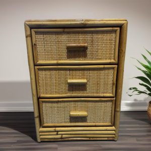 MESITA DE NOCHE DE BAMBU Y RATAN