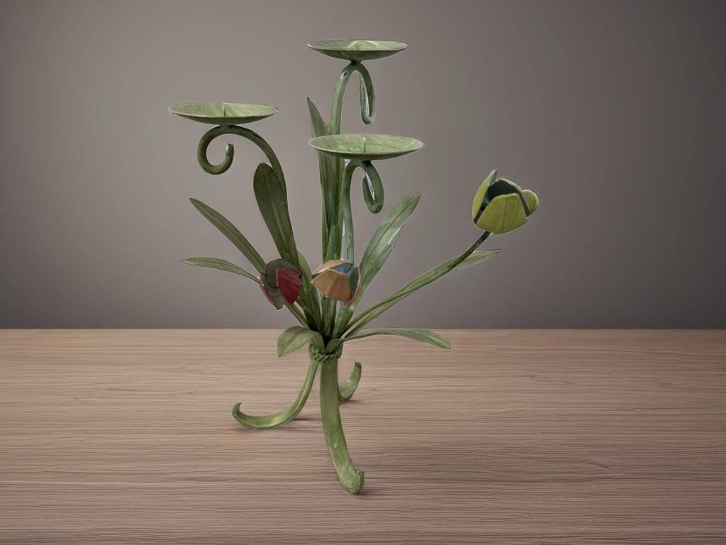 CANDELABRO DE METAL FLORAL