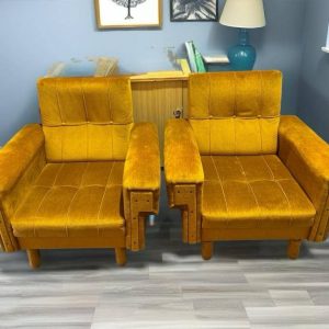 SILLONES VINTAGE DE TERCIOPELO MOSTAZA