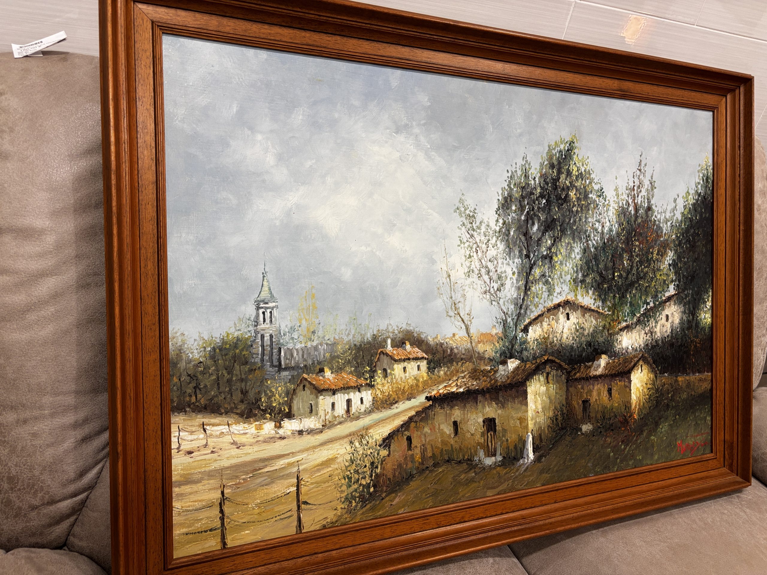 CUADRO PAISAJE DE ALDEA EN OLEO - Imagen 2