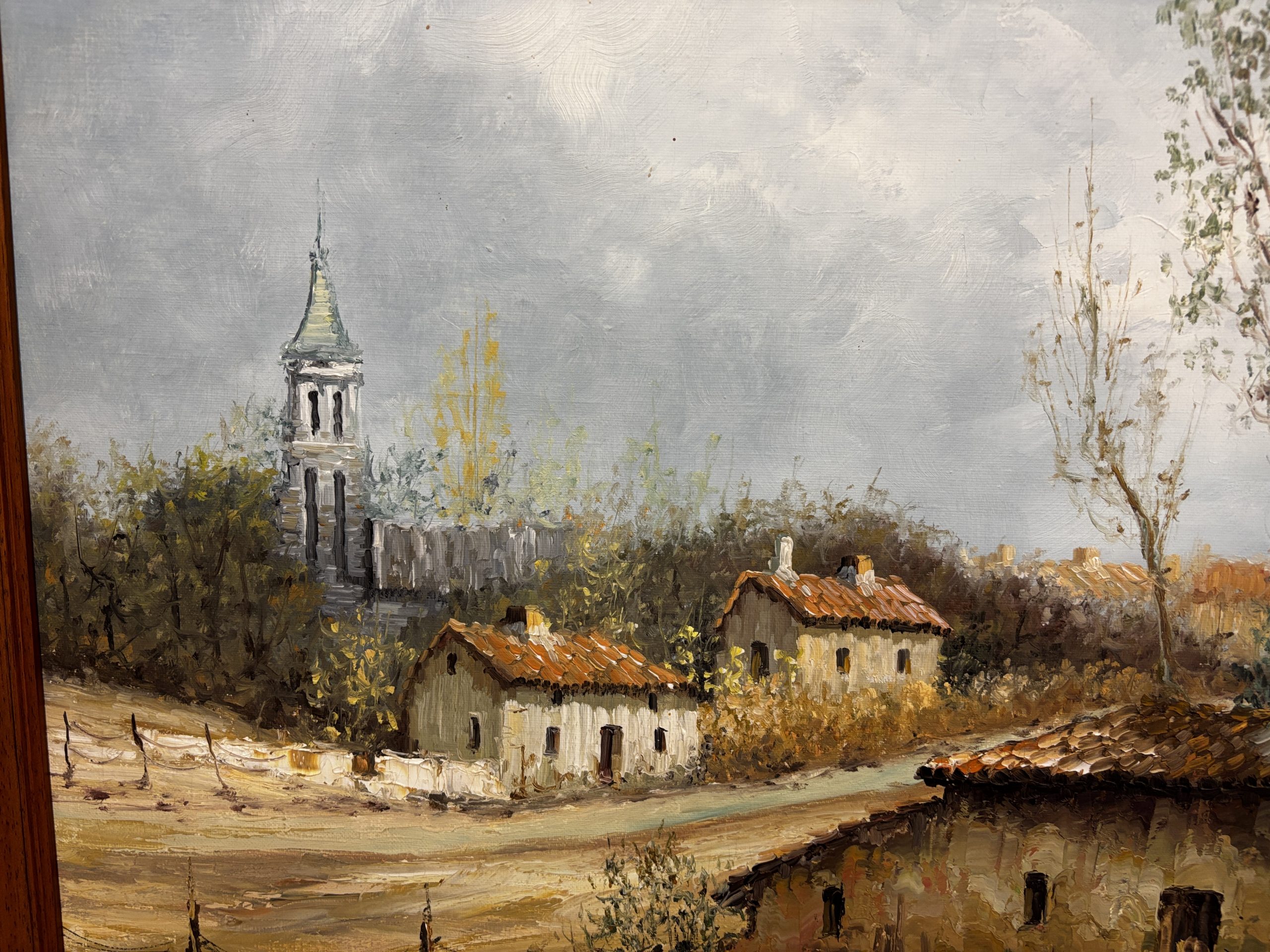 CUADRO PAISAJE DE ALDEA EN OLEO - Imagen 3