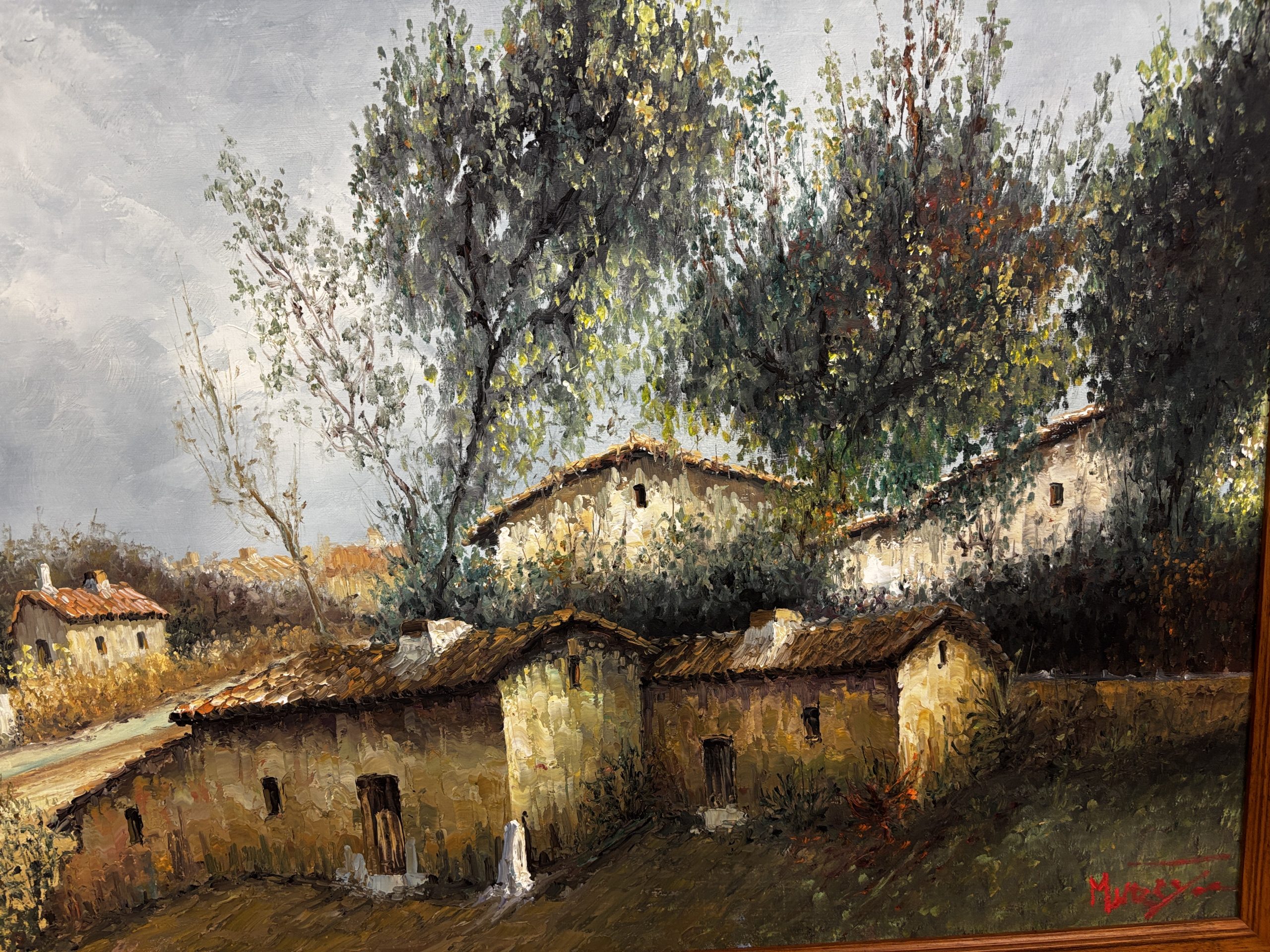 CUADRO PAISAJE DE ALDEA EN OLEO - Imagen 4