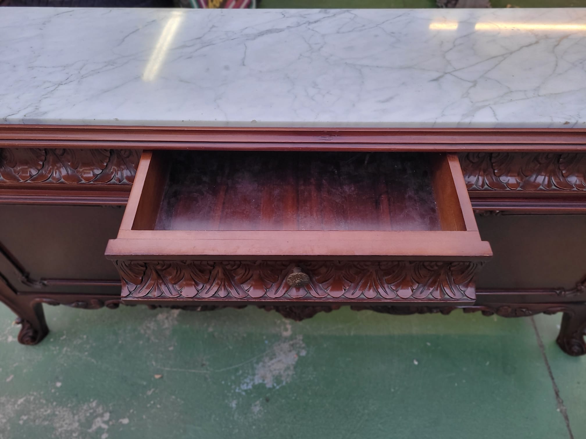 RECIBIDOR MADERA Y MARMOL CON ESPEJO - Imagen 4