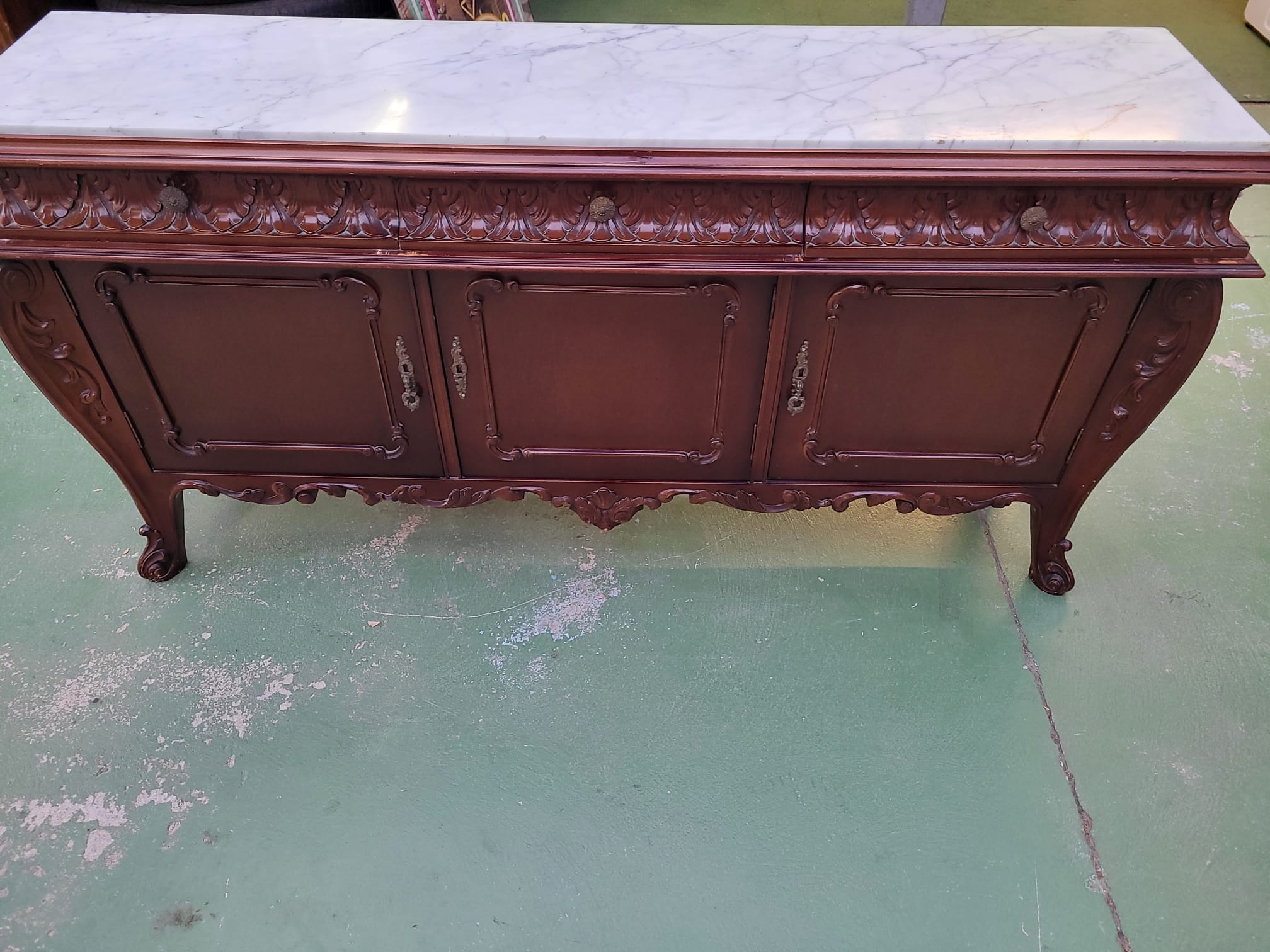 RECIBIDOR MADERA Y MARMOL CON ESPEJO - Imagen 5