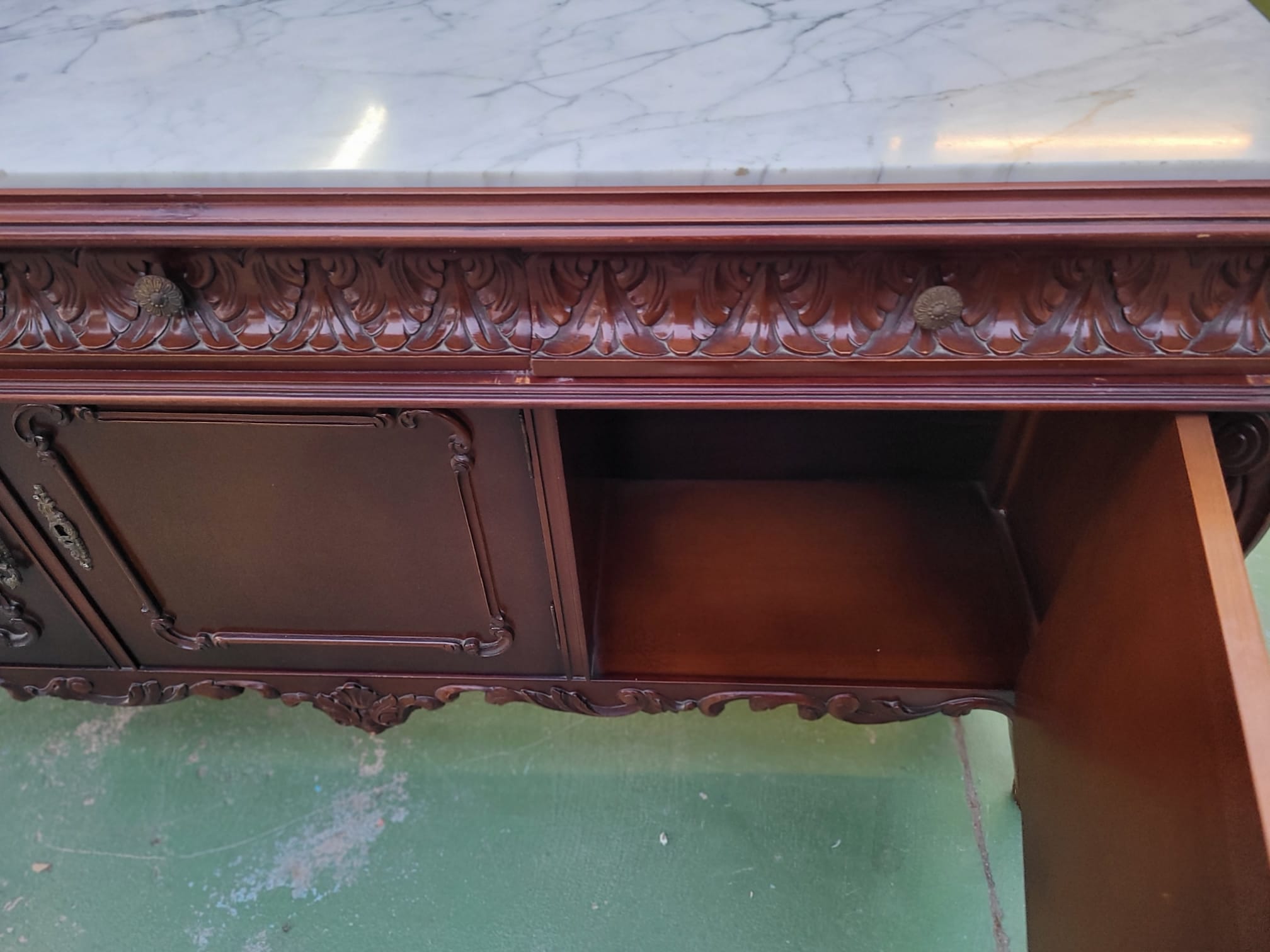 RECIBIDOR MADERA Y MARMOL CON ESPEJO - Imagen 6