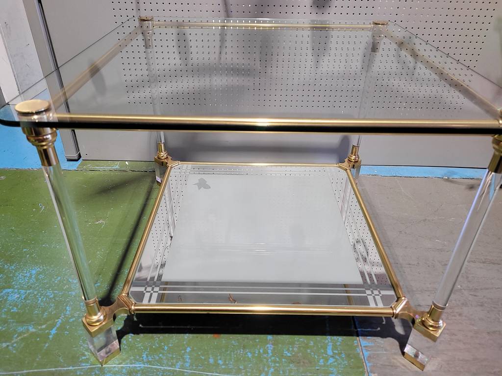 MESA AUXILIAR DE CRISTAL DORADA - Imagen 2