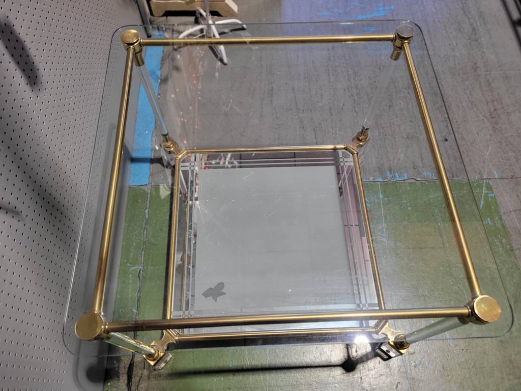 MESA AUXILIAR DE CRISTAL DORADA - Imagen 4