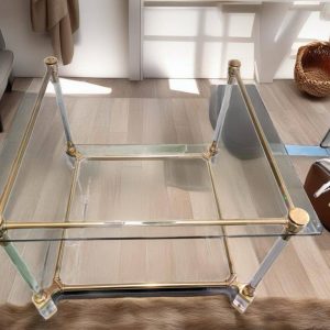 MESA AUXILIAR DE CRISTAL DORADA