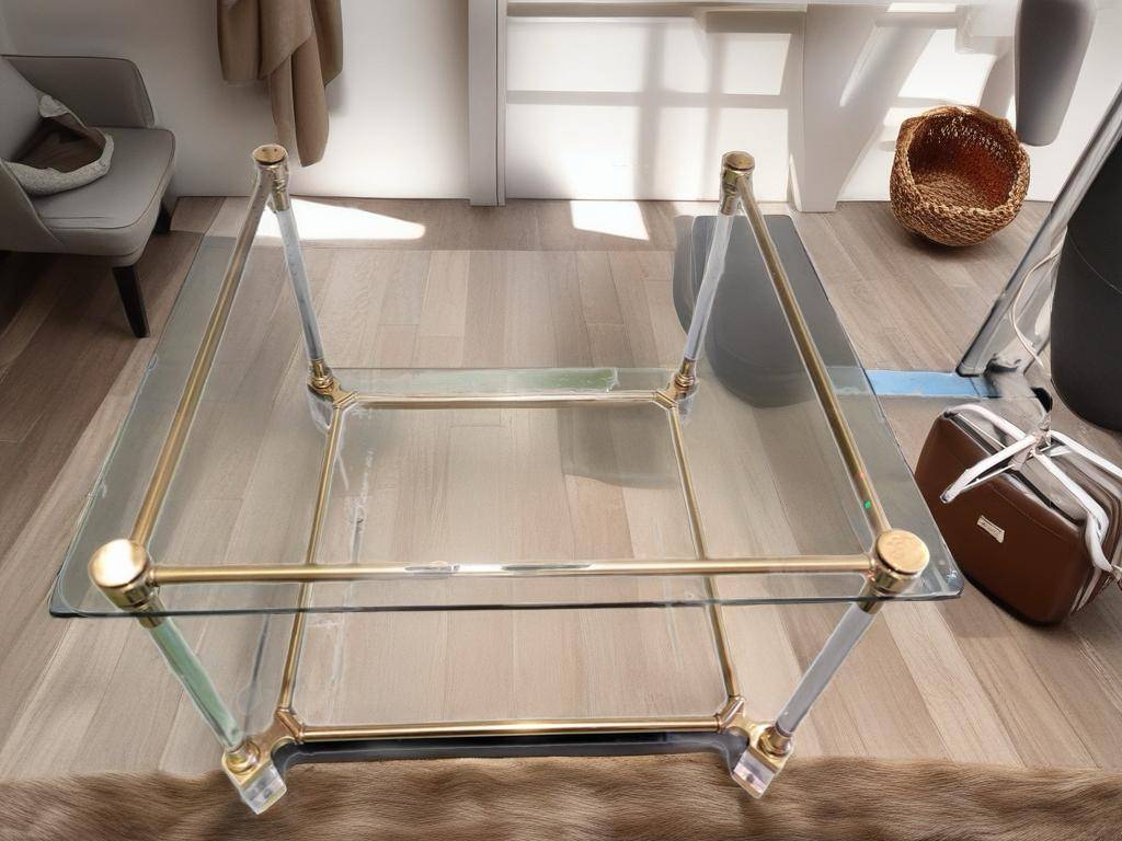 MESA AUXILIAR DE CRISTAL DORADA