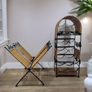 BOTELLERO Y REVISTERO DE MIMBRE