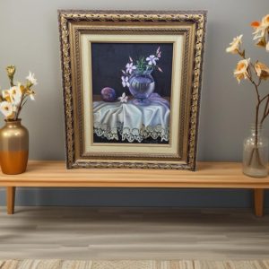 CUADRO DE FLORES AL ÓLEO SOBRE LIENZO