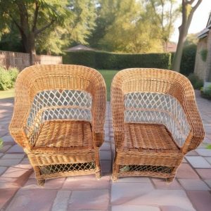 PAREJA DE SILLONES DE MIMBRE ARTESANALES