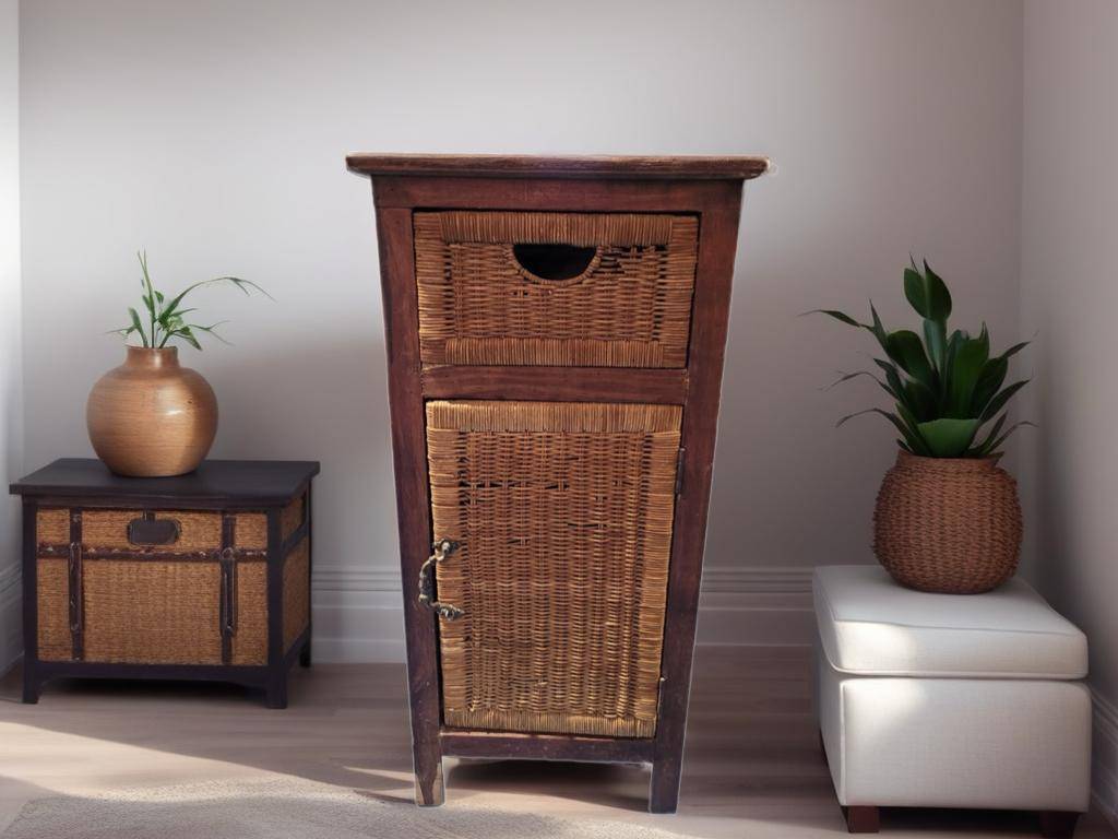 MUEBLE AUXILIAR RUSTICO TRENZADO