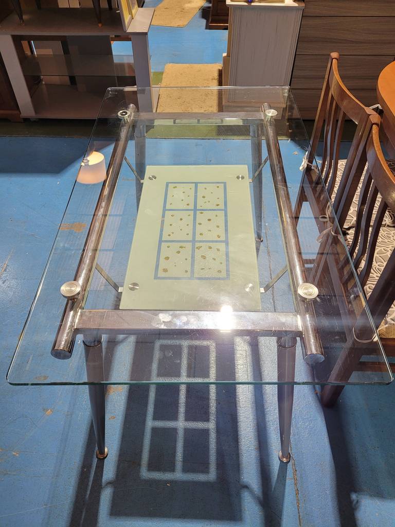 MESA DE COMEDOR CRISTAL Y FORJA - Imagen 3