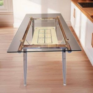 MESA DE COMEDOR CRISTAL Y FORJA