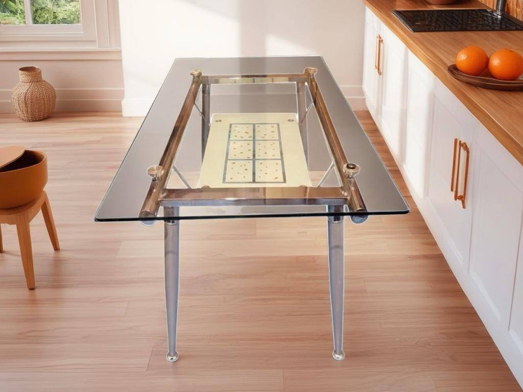 MESA DE COMEDOR CRISTAL Y FORJA