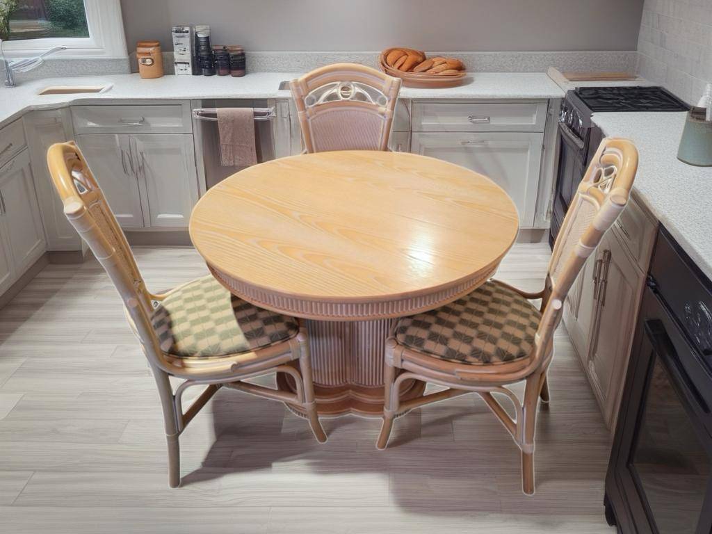 COMEDOR CON 3 SILLAS / MESA Y RATÁN