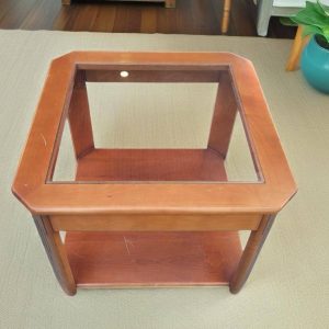 MESA AUXILIAR / MADERA Y CRISTAL