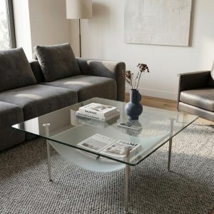 MESA DE CENTRO/CRISTAL Y FORJA