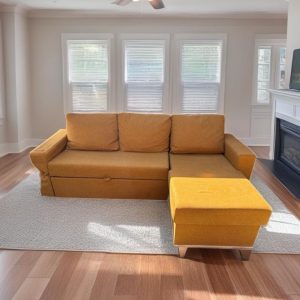 SOFÁ CAMA CHAISE LONGUE MOSTAZA