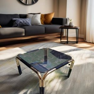 MESA VINTAGE AÑOS 80 /CRISTAL NEGRO