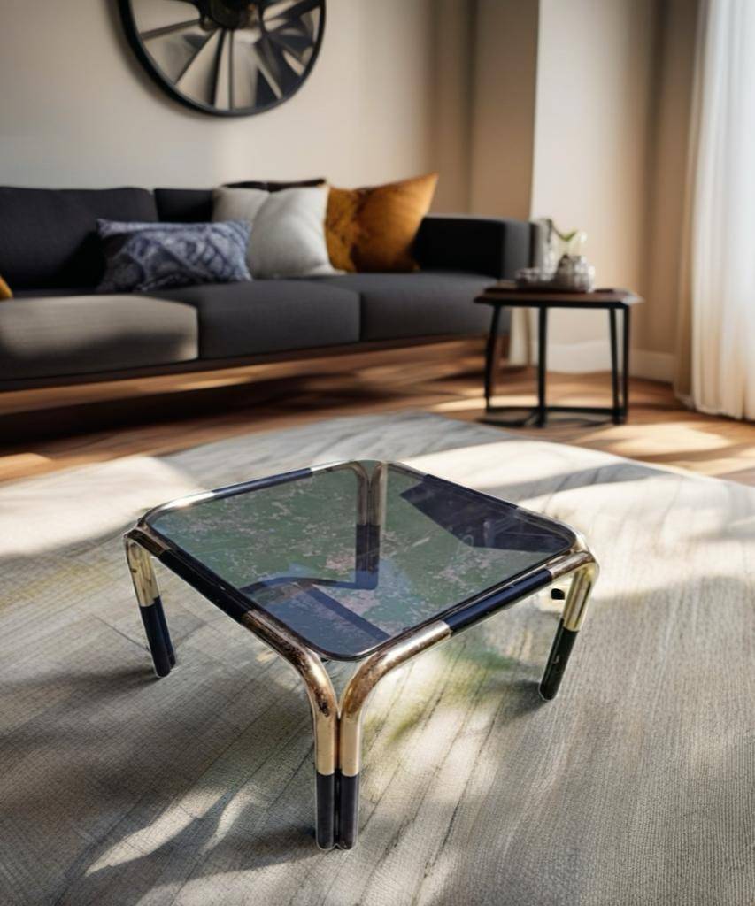 MESA VINTAGE AÑOS 80 /CRISTAL NEGRO