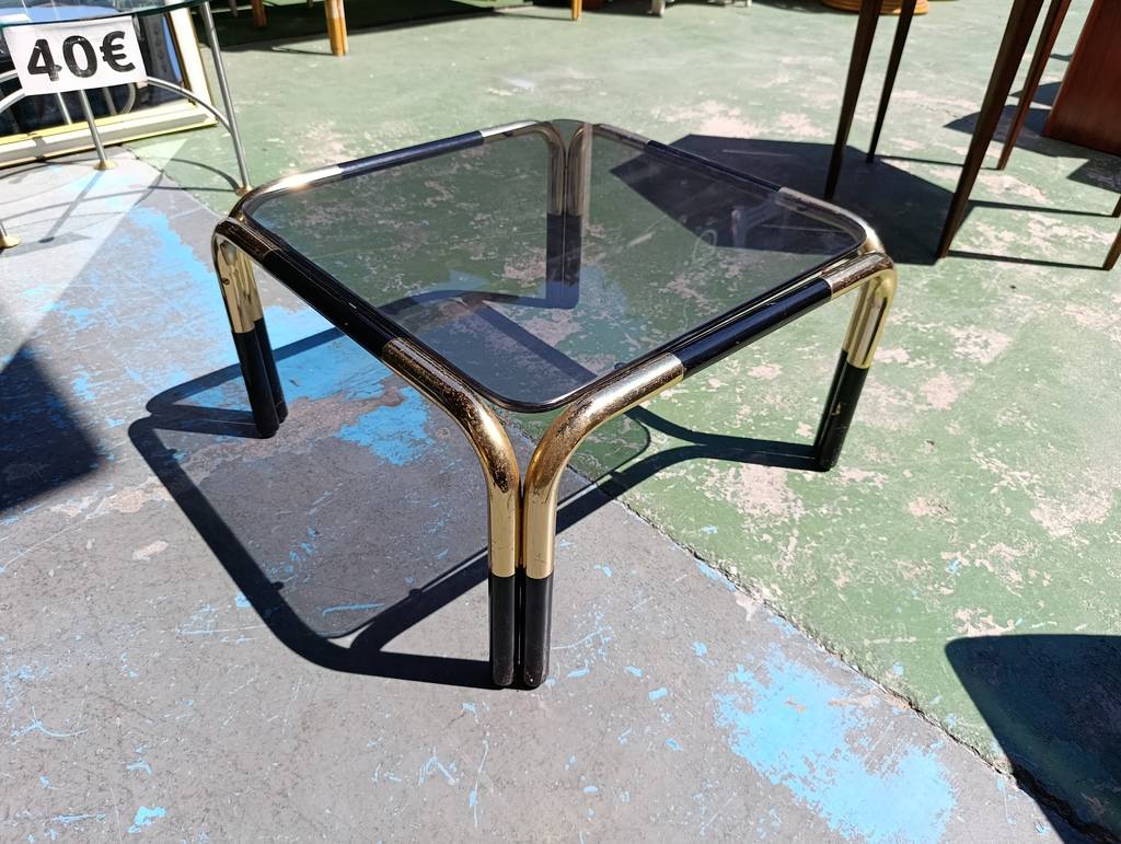 MESA VINTAGE AÑOS 80 /CRISTAL NEGRO - Imagen 2