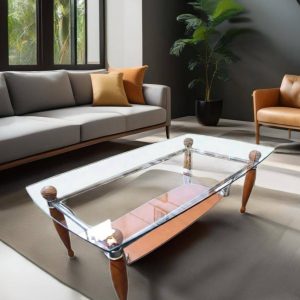 MESA BAJA CRISTAL Y MADERA
