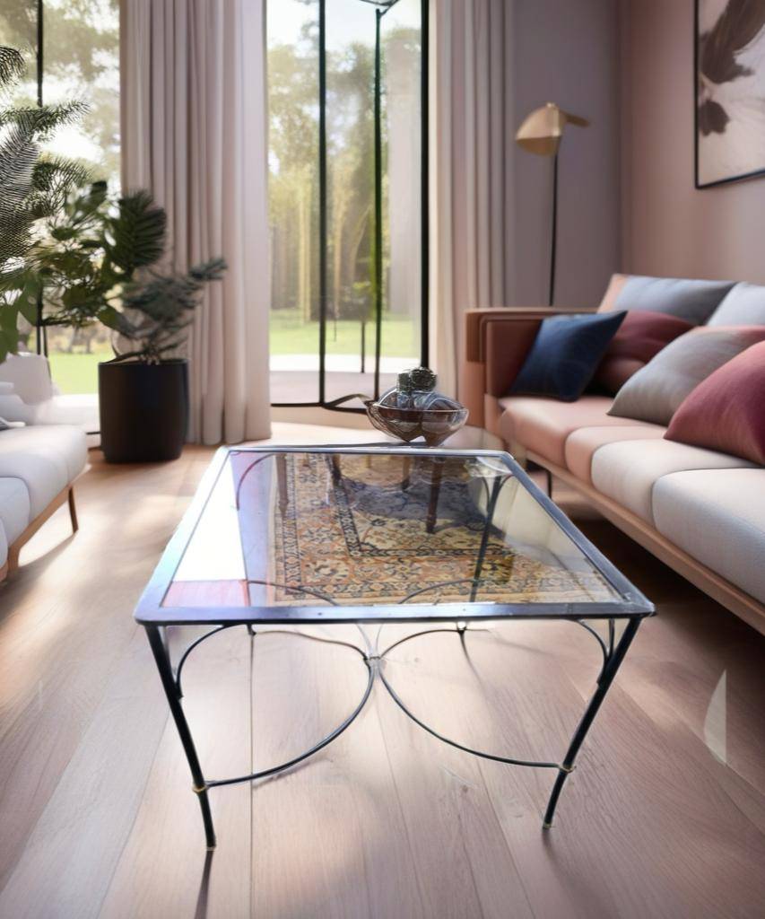 MESA DE CENTRO FORJA Y CRISTAL