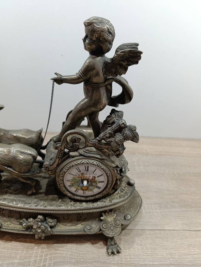 RELOJ SOBREMESA CARRUAJE QUERUBÍN Y CIERVOS - Imagen 4