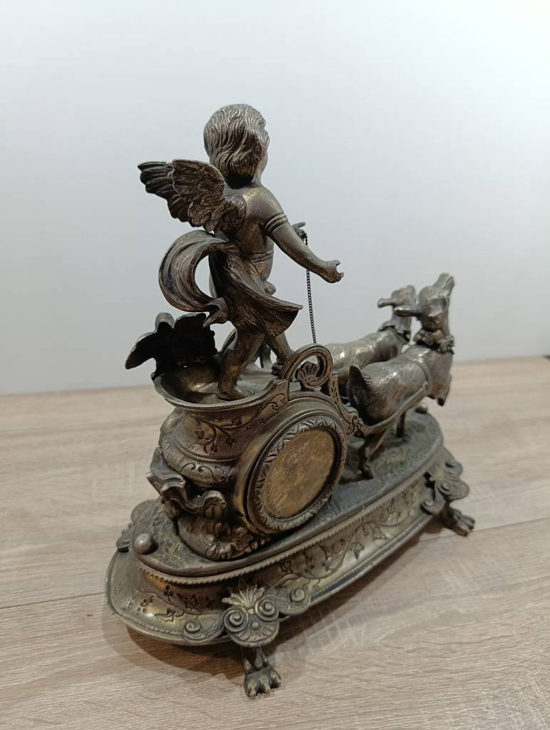 RELOJ SOBREMESA CARRUAJE QUERUBÍN Y CIERVOS - Imagen 7