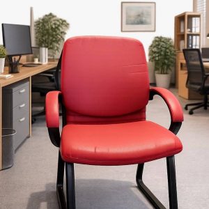 SILLA DE OFICINA TAPIZADO ROJO