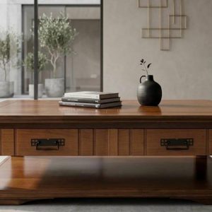MESA CENTRO MADERA CLÁSICA Y CAJONERA