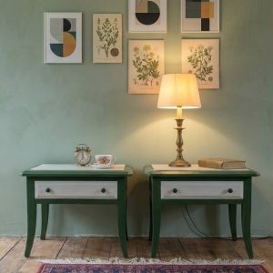 PAREJA MESITAS VINTAGE VERDE Y BLANCO