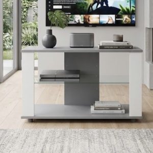 MUEBLE DE TV GRIS CON RUEDAS
