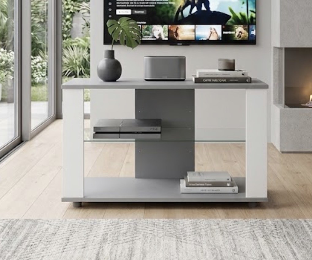 MUEBLE DE TV GRIS CON RUEDAS