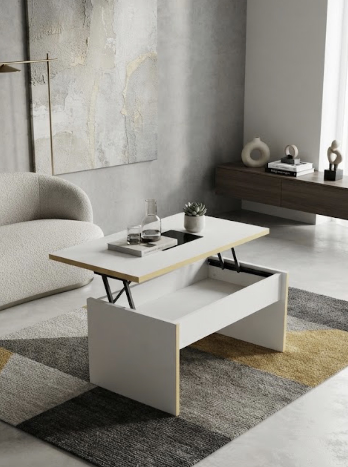 MESA DE CENTRO ELEVABLE / CON ALMACENAJE