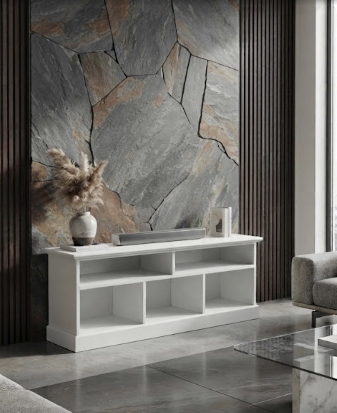 MUEBLE TV / ESTANTERIA BAJA BLANCA