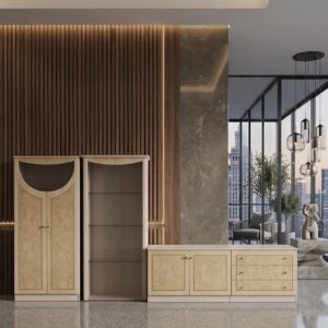 CONJUNTO DE SALÓN MODULAR CLÁSICO CREMA