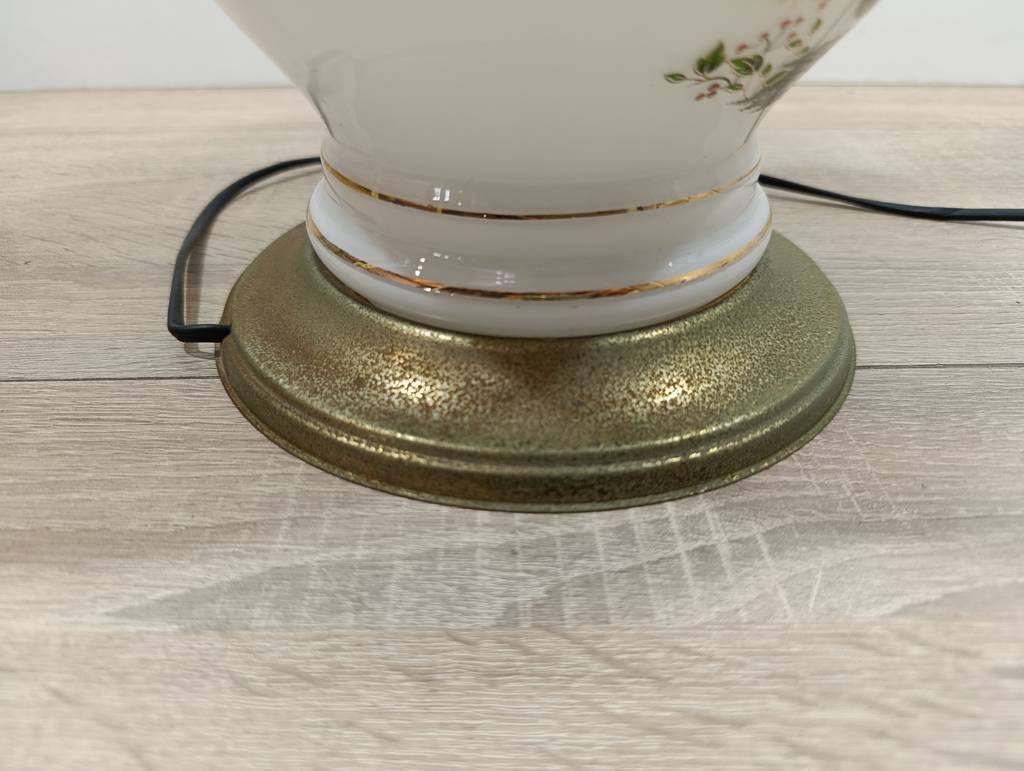 LÁMPARA QUINQUÉ VINTAGE CRISTAL OPALINO - Imagen 7