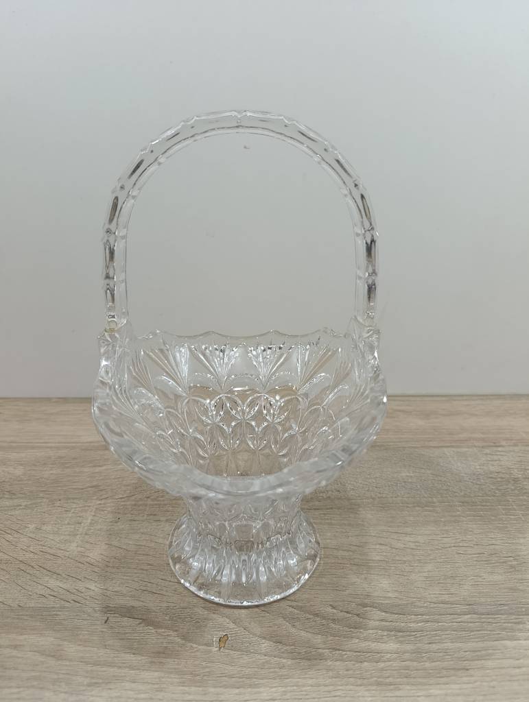CESTA DE CRISTAL TALLADO CON ASA - Imagen 4