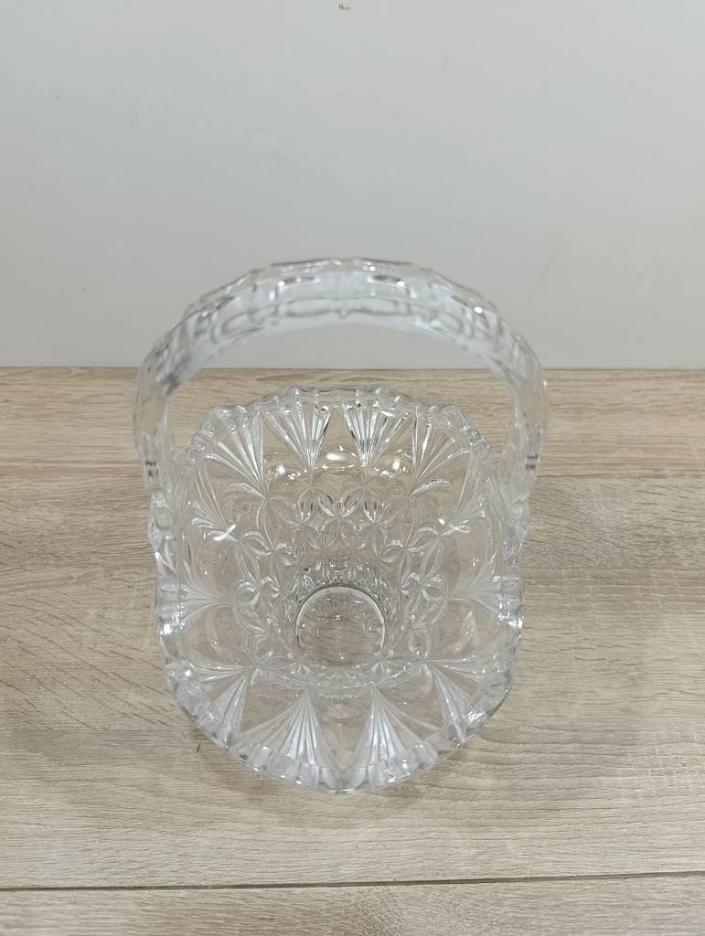 CESTA DE CRISTAL TALLADO CON ASA - Imagen 5
