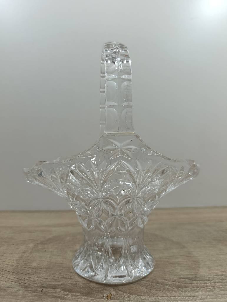 CESTA DE CRISTAL TALLADO CON ASA - Imagen 6