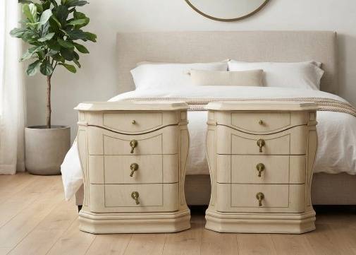PAREJA MESITAS DE NOCHE VINTAGE BEIGE