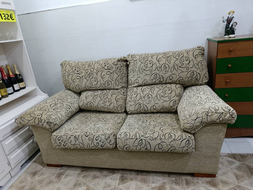 SOFÁ 2 PLAZAS MODERNO BEIGE - Imagen 2