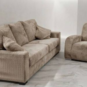SOFÁ 3 PLAZAS Y SILLÓN/ TELA DE PANA