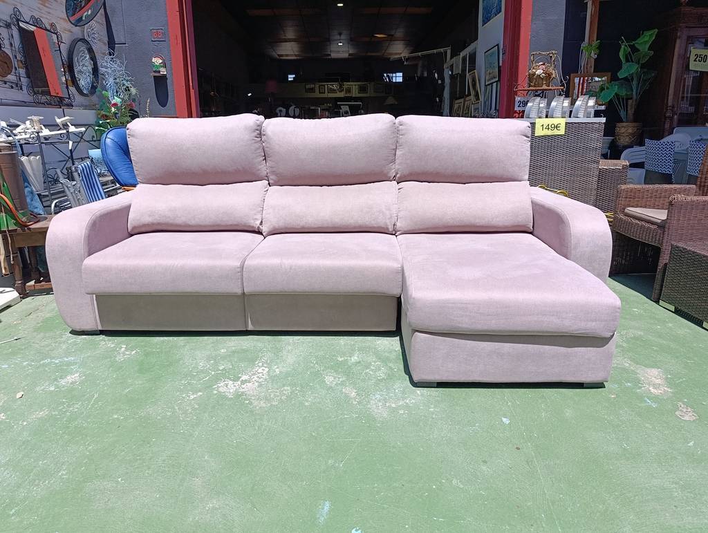 SOFÁ CAMA CHAISE LONGUE ROSA PALO CON ARCÓN - Imagen 2