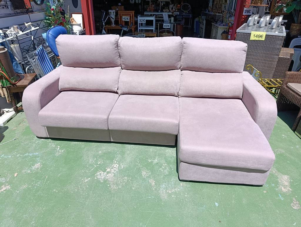 SOFÁ CAMA CHAISE LONGUE ROSA PALO CON ARCÓN - Imagen 3