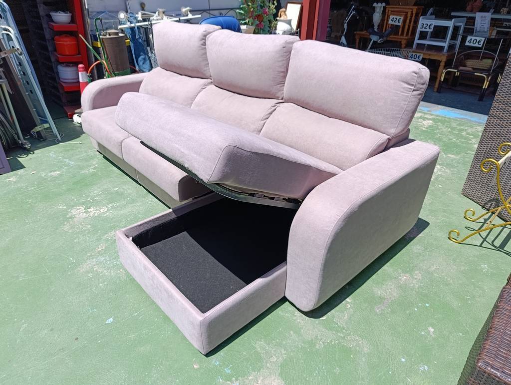 SOFÁ CAMA CHAISE LONGUE ROSA PALO CON ARCÓN - Imagen 5