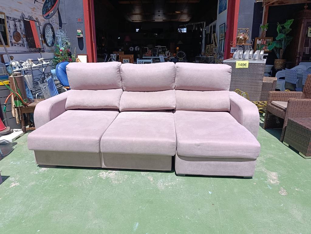 SOFÁ CAMA CHAISE LONGUE ROSA PALO CON ARCÓN - Imagen 8